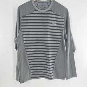 Patagonia Youth Capilene 3 Base Layer Size Med striped Gray Long Sleeve‎ Thermal